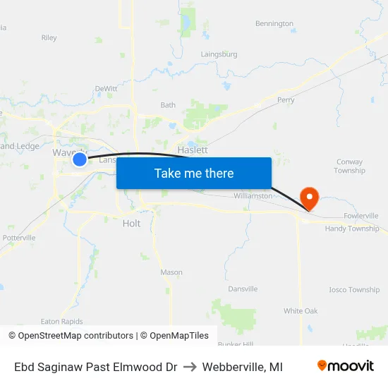 Ebd Saginaw Past Elmwood Dr to Webberville, MI map