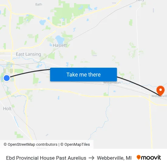 Ebd Provincial House Past Aurelius to Webberville, MI map