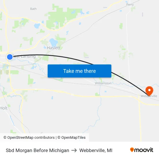 Sbd Morgan Before Michigan to Webberville, MI map