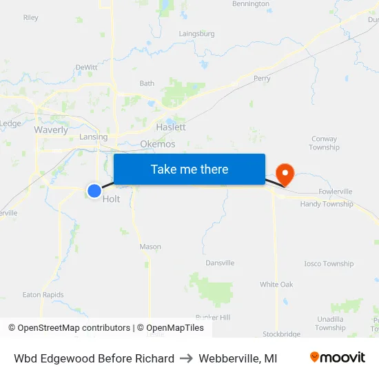 Wbd Edgewood Before Richard to Webberville, MI map