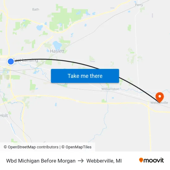 Wbd Michigan Before Morgan to Webberville, MI map