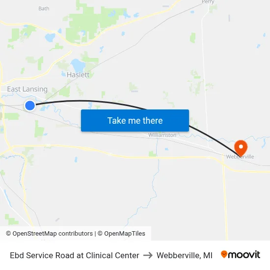 Ebd Service Road at Clinical Center to Webberville, MI map