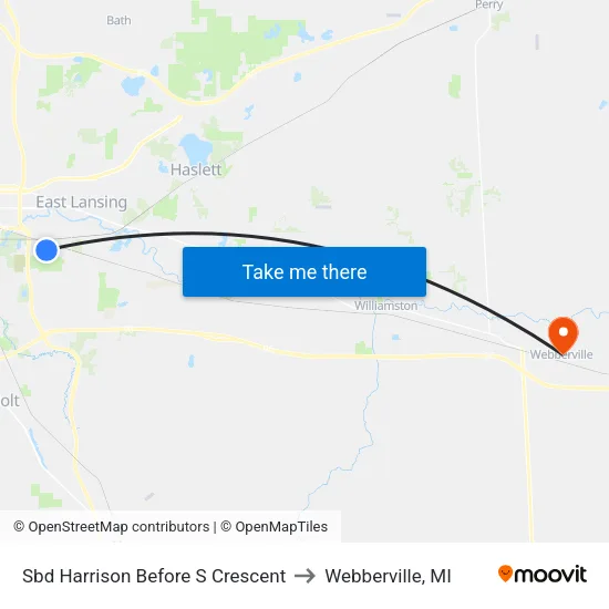 Sbd Harrison Before S Crescent to Webberville, MI map