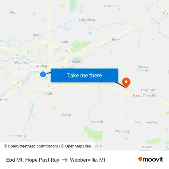 Ebd Mt. Hope Past Ray to Webberville, MI map