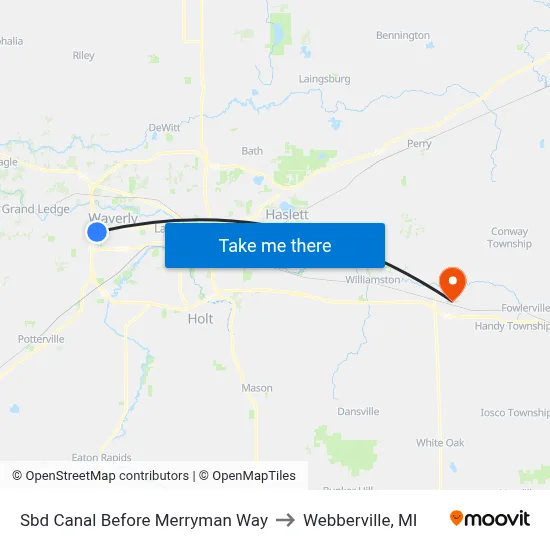 Sbd Canal Before Merryman Way to Webberville, MI map