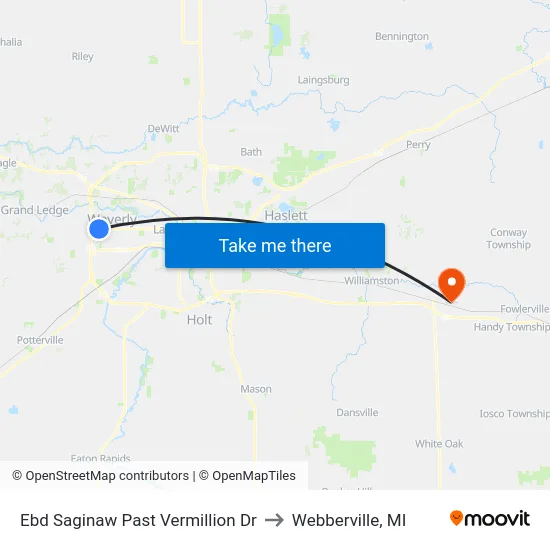 Ebd Saginaw Past Vermillion Dr to Webberville, MI map