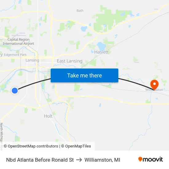 Nbd Atlanta Before Ronald St to Williamston, MI map