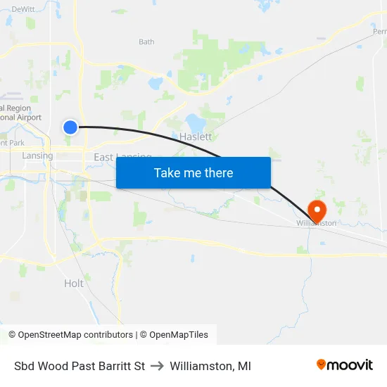 Sbd Wood Past Barritt St to Williamston, MI map