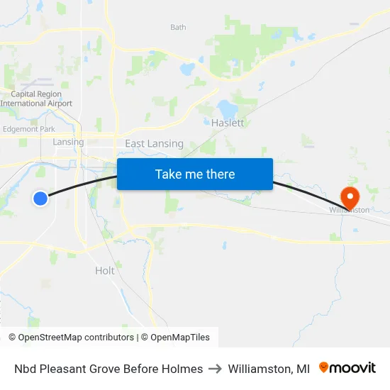 Nbd Pleasant Grove Before Holmes to Williamston, MI map