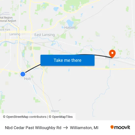 Nbd Cedar Past Willoughby Rd to Williamston, MI map