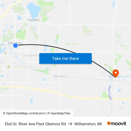 Ebd Gr. River Ave Past Okemos Rd to Williamston, MI map