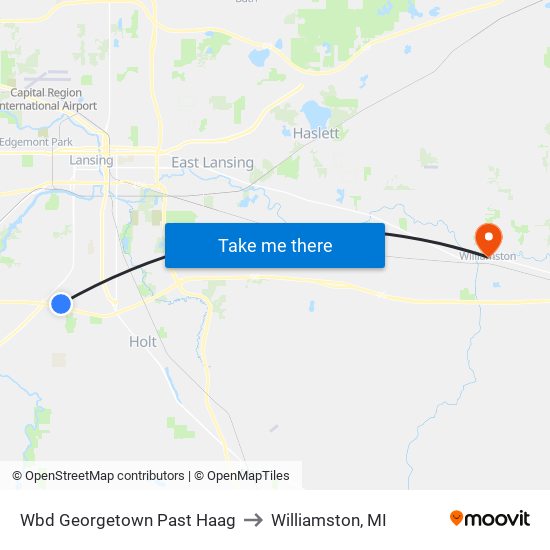 Wbd Georgetown Past Haag to Williamston, MI map