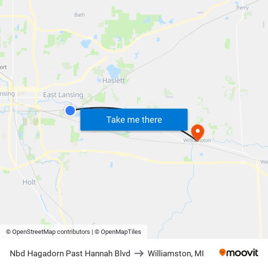 Nbd Hagadorn Past Hannah Blvd to Williamston, MI map