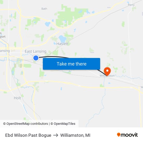 Ebd Wilson Past Bogue to Williamston, MI map