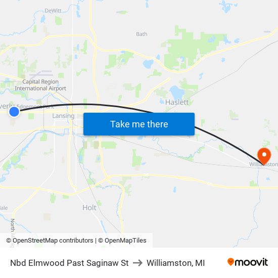 Nbd Elmwood Past Saginaw St to Williamston, MI map