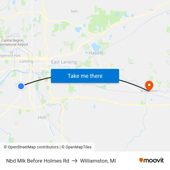 Nbd Mlk Before Holmes Rd to Williamston, MI map