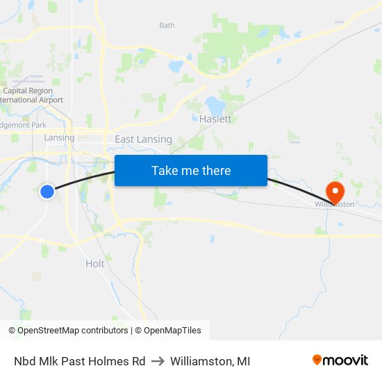 Nbd Mlk Past Holmes Rd to Williamston, MI map
