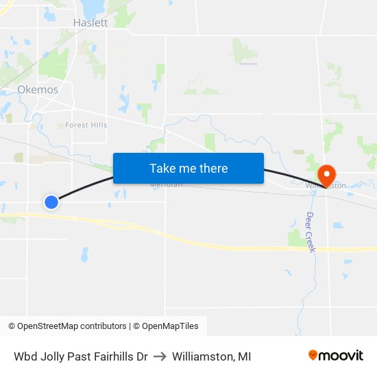 Wbd Jolly Past Fairhills Dr to Williamston, MI map