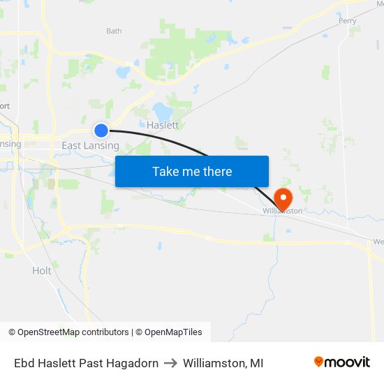 Ebd Haslett Past Hagadorn to Williamston, MI map