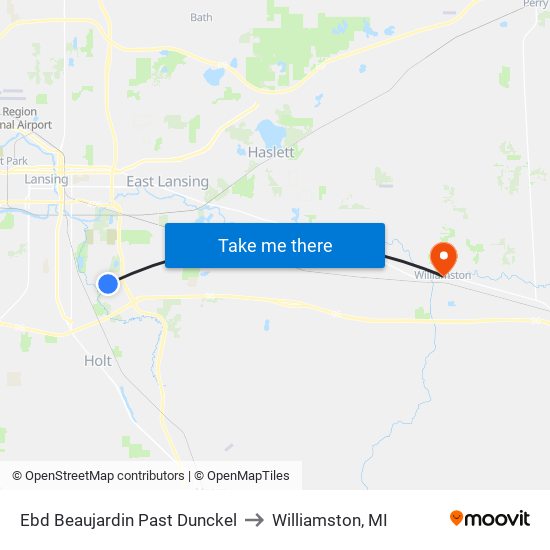 Ebd Beaujardin Past Dunckel to Williamston, MI map