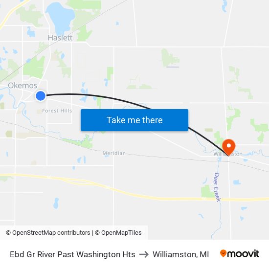 Ebd Gr River Past Washington Hts to Williamston, MI map