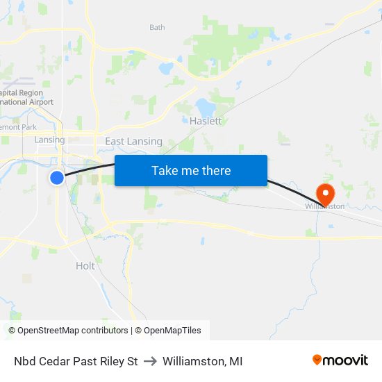 Nbd Cedar Past Riley St to Williamston, MI map