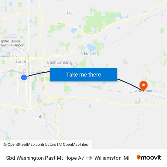 Sbd Washington Past Mt Hope Av to Williamston, MI map