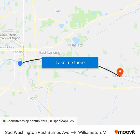 Sbd Washington Past Barnes Ave to Williamston, MI map