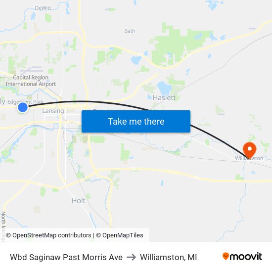 Wbd Saginaw Past Morris Ave to Williamston, MI map