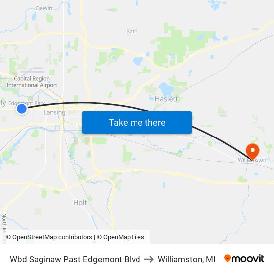 Wbd Saginaw Past Edgemont Blvd to Williamston, MI map