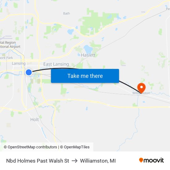 Nbd Holmes Past Walsh St to Williamston, MI map