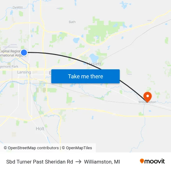 Sbd Turner Past Sheridan Rd to Williamston, MI map