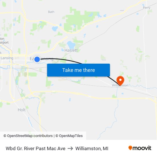 Wbd Gr. River Past Mac Ave to Williamston, MI map