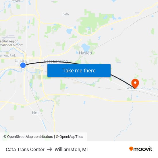 Cata Trans Center to Williamston, MI map