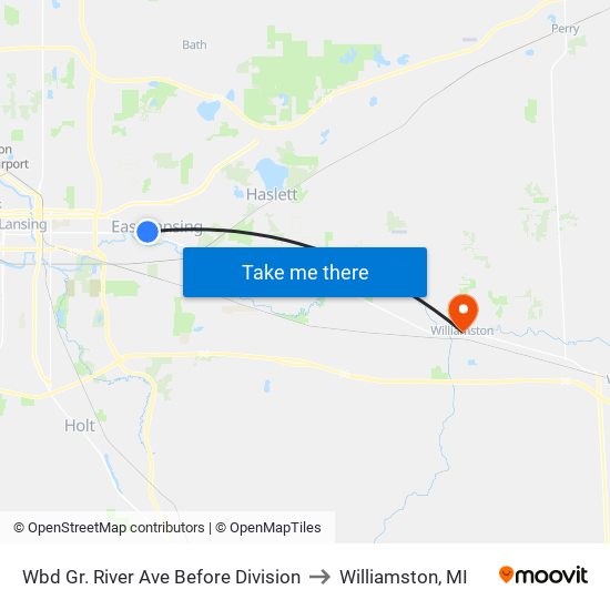 Wbd Gr. River Ave Before Division to Williamston, MI map