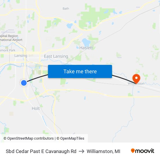 Sbd Cedar Past E Cavanaugh Rd to Williamston, MI map