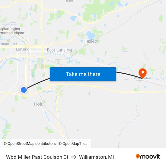 Wbd  Miller Past Coulson Ct to Williamston, MI map