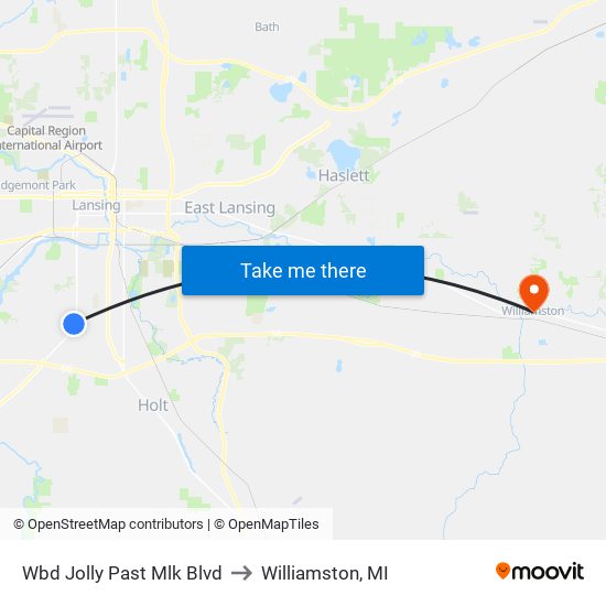 Wbd Jolly Past Mlk Blvd to Williamston, MI map