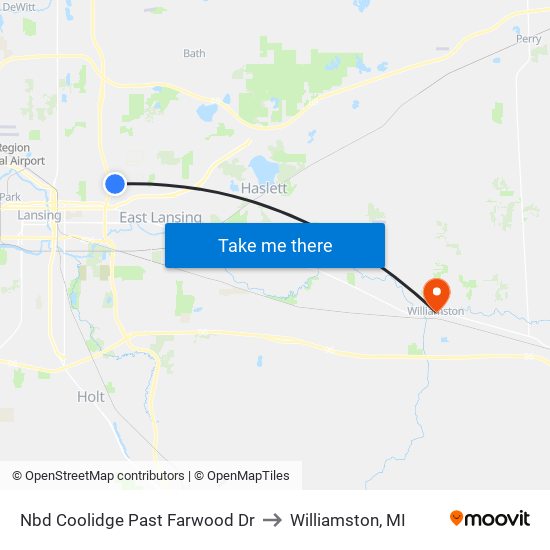 Nbd Coolidge Past Farwood Dr to Williamston, MI map