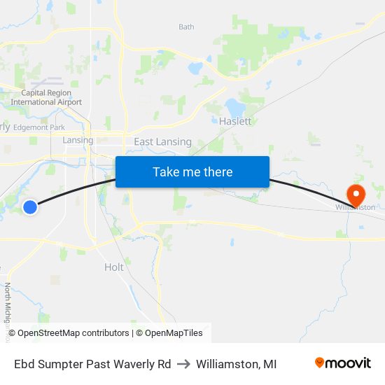 Ebd Sumpter Past Waverly Rd to Williamston, MI map