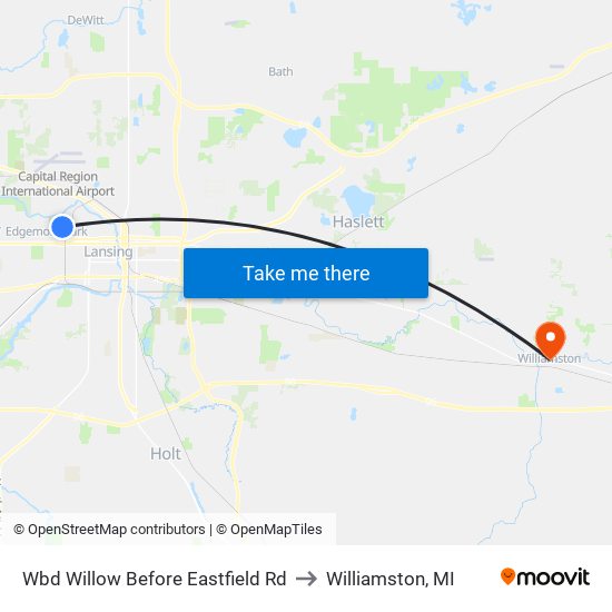 Wbd Willow Before Eastfield Rd to Williamston, MI map