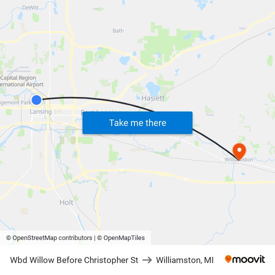 Wbd Willow Before Christopher St to Williamston, MI map