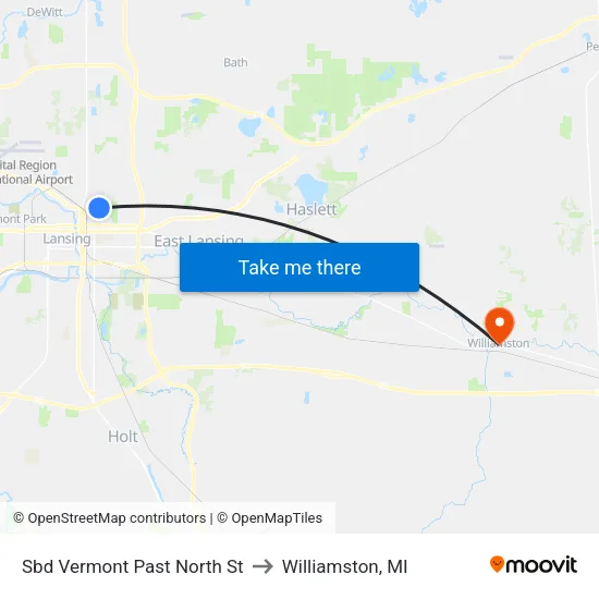 Sbd Vermont Past North St to Williamston, MI map
