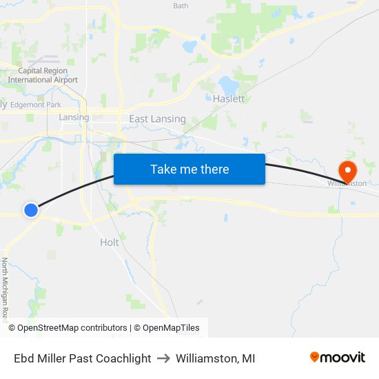 Ebd Miller Past Coachlight to Williamston, MI map
