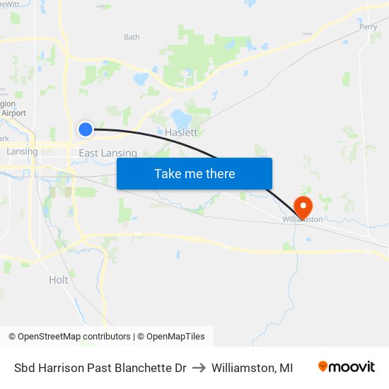 Sbd Harrison Past Blanchette Dr to Williamston, MI map