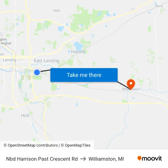 Nbd Harrison Past Crescent Rd to Williamston, MI map