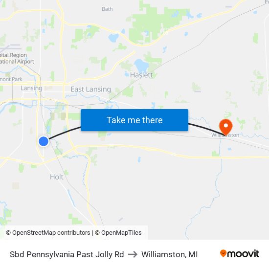 Sbd Pennsylvania Past Jolly Rd to Williamston, MI map