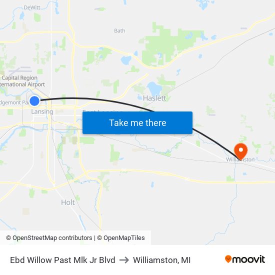 Ebd Willow Past Mlk Jr Blvd to Williamston, MI map