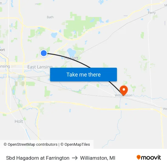 Sbd Hagadorn at Farrington to Williamston, MI map