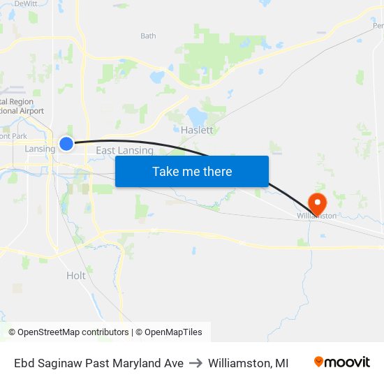 Ebd Saginaw Past Maryland Ave to Williamston, MI map